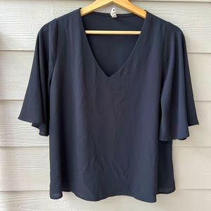 Tyche Black V-neck 3/4 sleeve Blouse